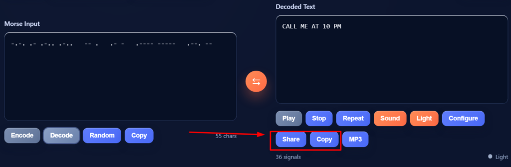morse sharing code