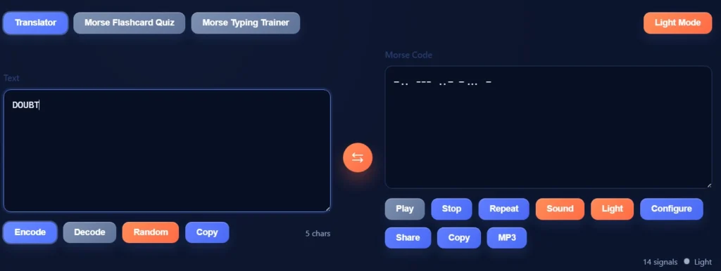 doubt in morse code