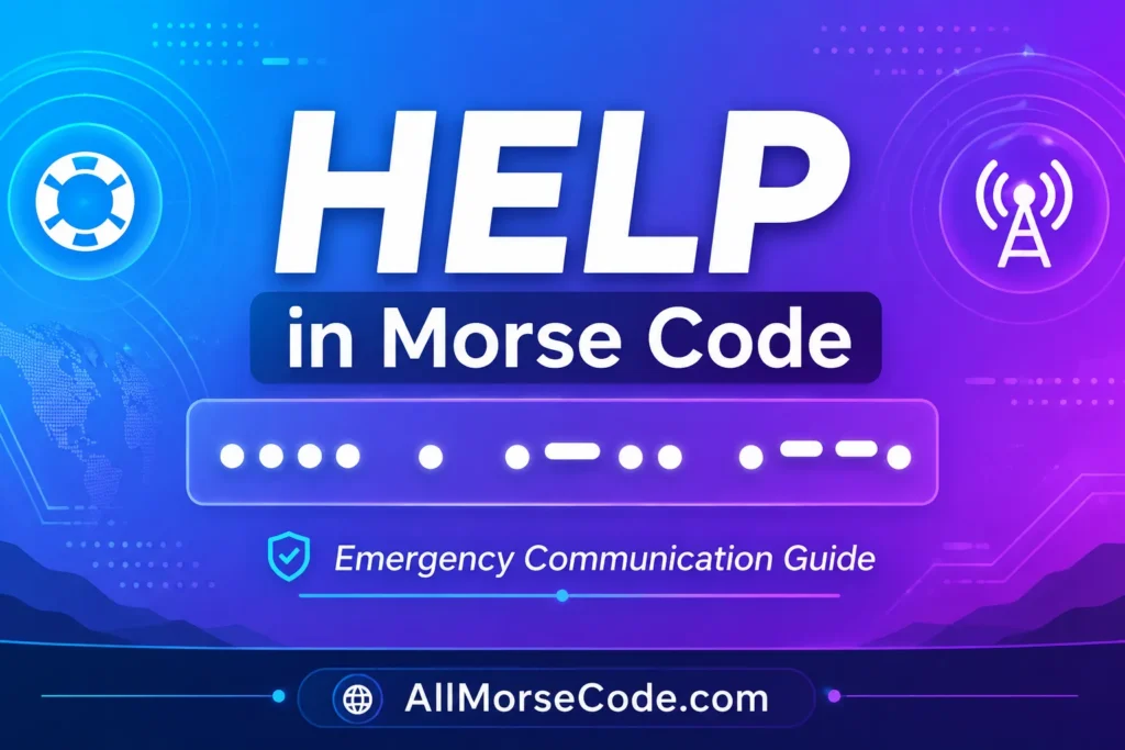 Help in Morse code showing the complete translation using dots and dashes
