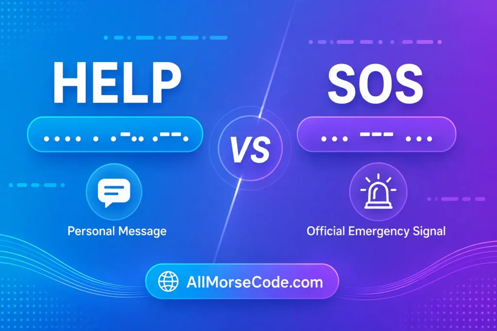 Comparison between Help and SOS in Morse code for general messages and emergencies