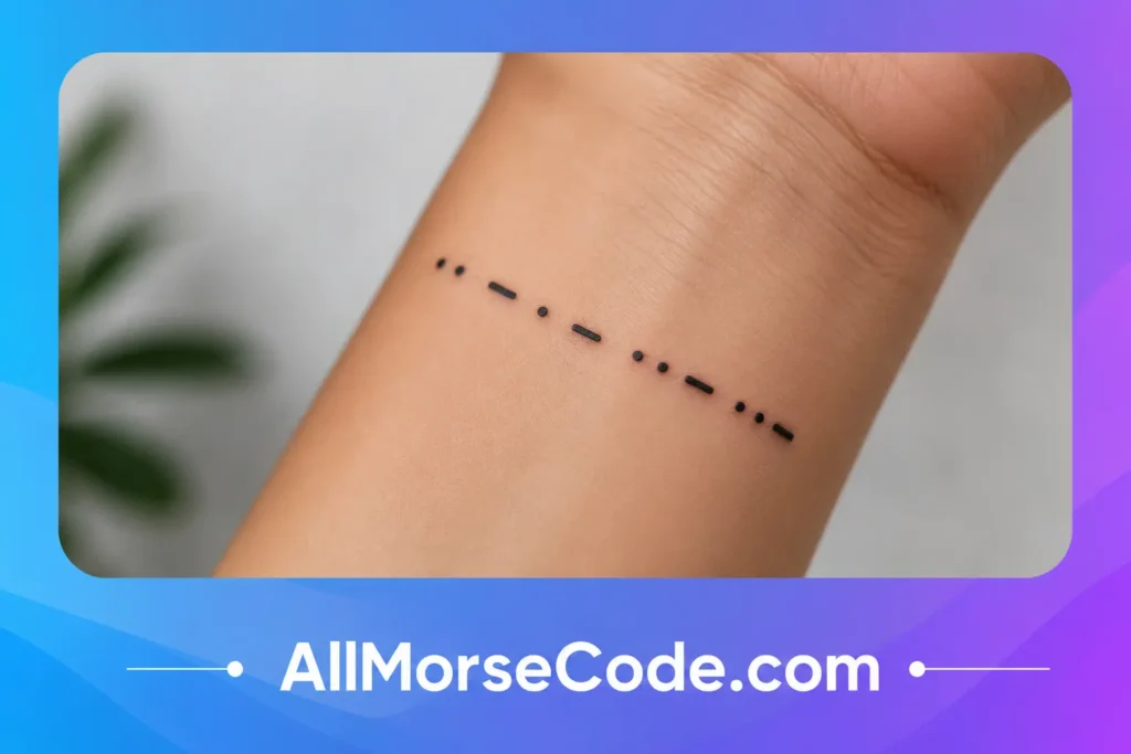 I Miss You in Morse Code 3 I miss you Morse code tattoo with correctly spaced
dots and dashes on wrist showing full phrase pattern