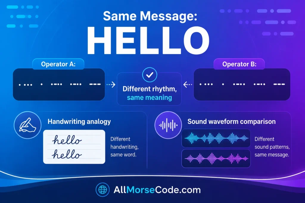 Morse code operator fist showing unique sending rhythm and timing patterns