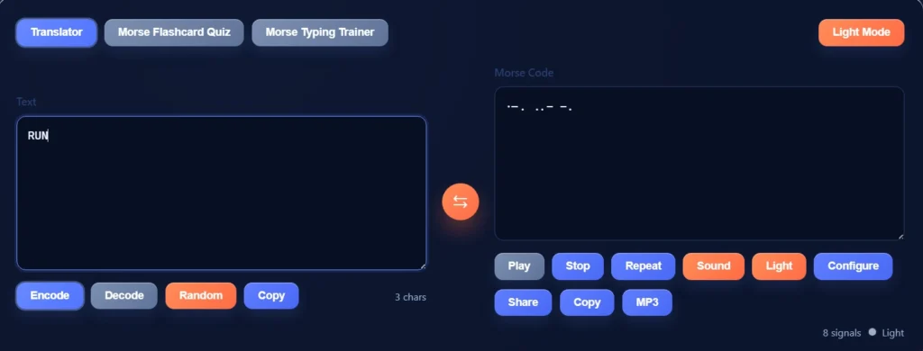 run in morse code