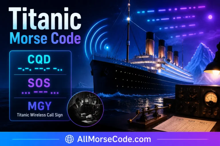 Titanic Morse code distress signals CQD and SOS sent through wireless telegraph