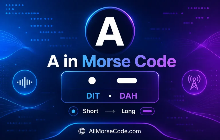 Letter A in Morse code showing dot dash and dit-dah pattern