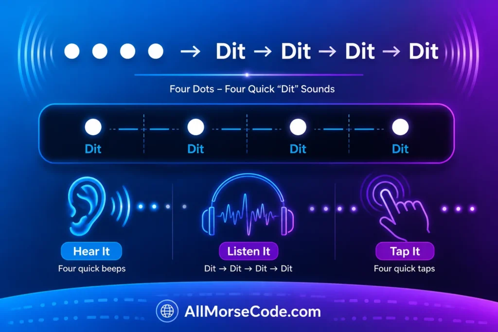 Letter H in Morse Code: What It Means and How to Remember It 2 H Morse code four dots signal breakdown