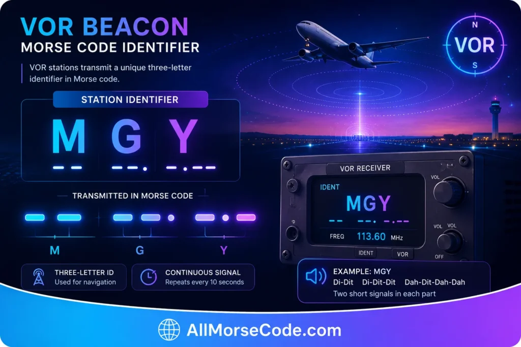 J in aviation navigation beacon Morse code identifiers