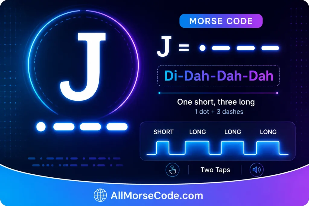 J in Morse code dot dash dash dash