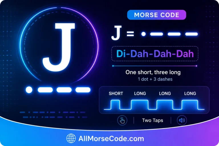 J in Morse code dot dash dash dash